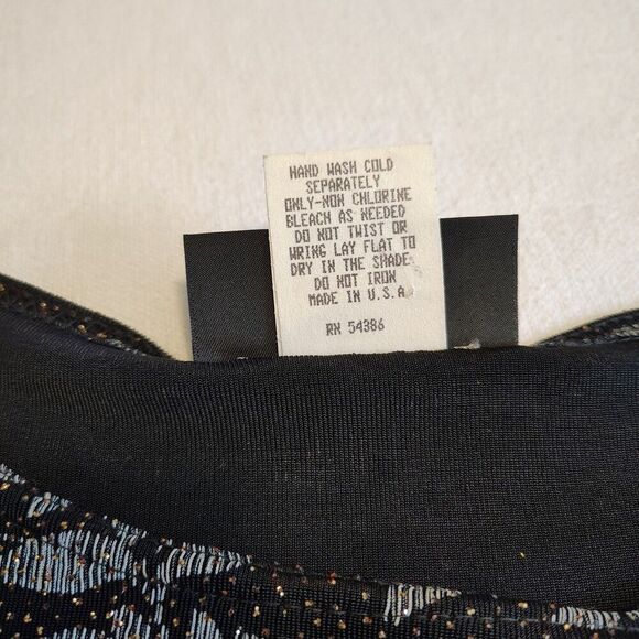 Vtg JKLA Dark Floral Slinky Stretch Top 2X Sparkle Party Blouse Whimsigoth Y2K - Picture 4 of 8